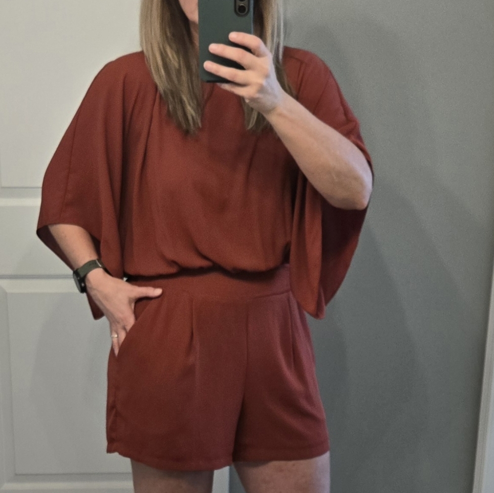 White House Black Market Rust Jumpsuit